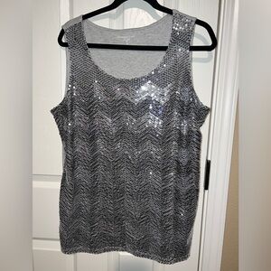 NWT Coldwater Creek Silver Sequin Tank MSRP $64.95